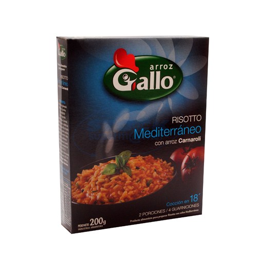 RISOTTO MEDITERRANEO C/ARROZ CARNAROLI 200GR GALLO CJA . Stock Superm
